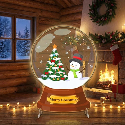 Christmas Snow Globe LED Neon Sign with Snowman and Tree
