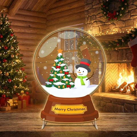 Christmas Snow Globe LED Neon Sign with Snowman and Tree