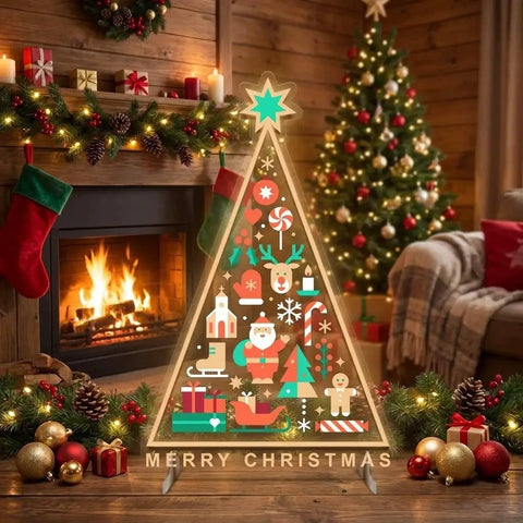 Christmas Tree LED Neon Sign with Holiday Icons