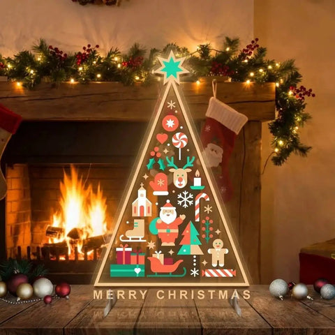 Christmas Tree LED Neon Sign with Holiday Icons