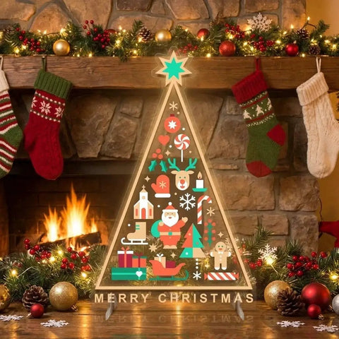 Christmas Tree LED Neon Sign with Holiday Icons