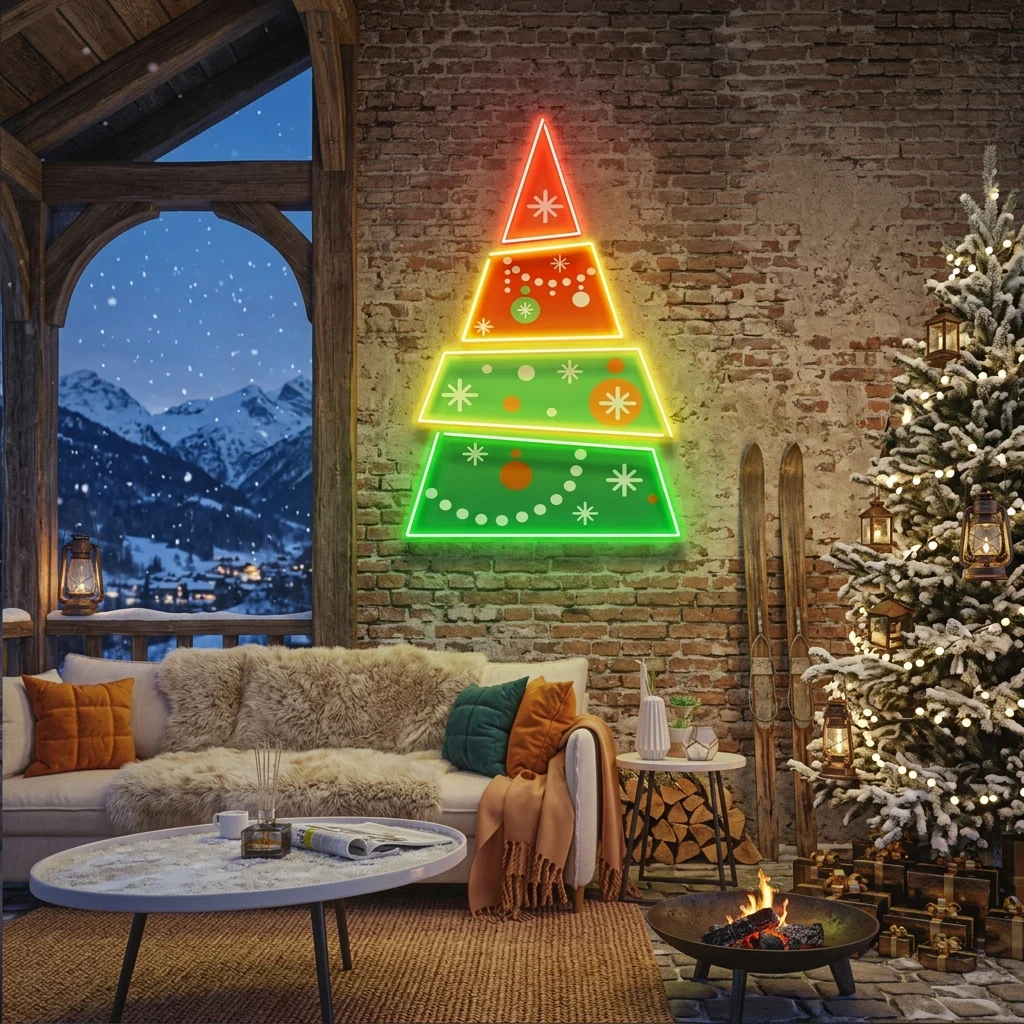 Christmas Tree Pyramid Led Neon Sign Light