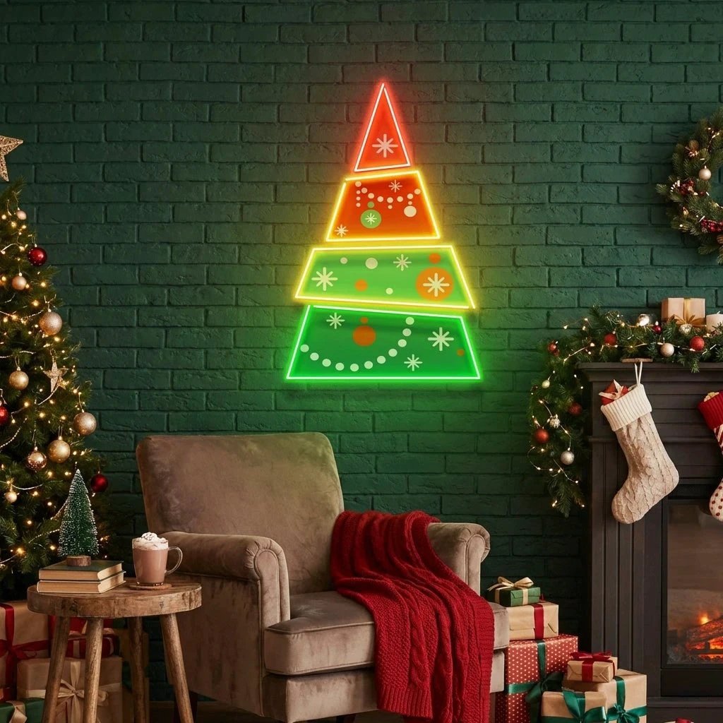Christmas Tree Pyramid Led Neon Sign Light