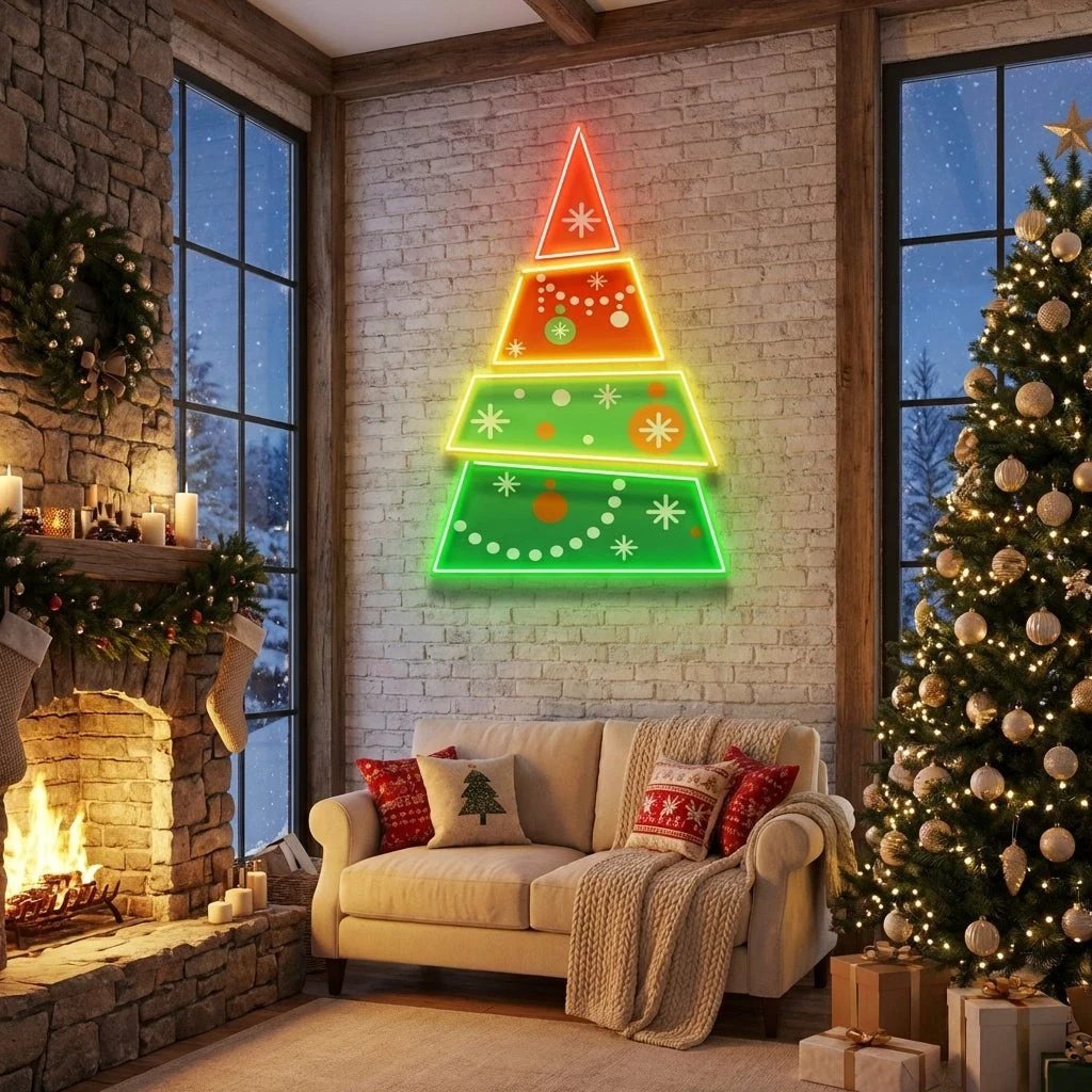 Christmas Tree Pyramid Led Neon Sign Light