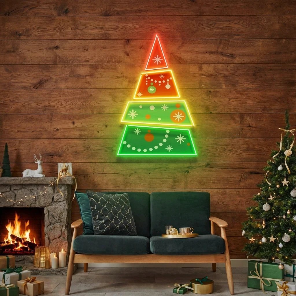 Christmas Tree Pyramid Led Neon Sign Light