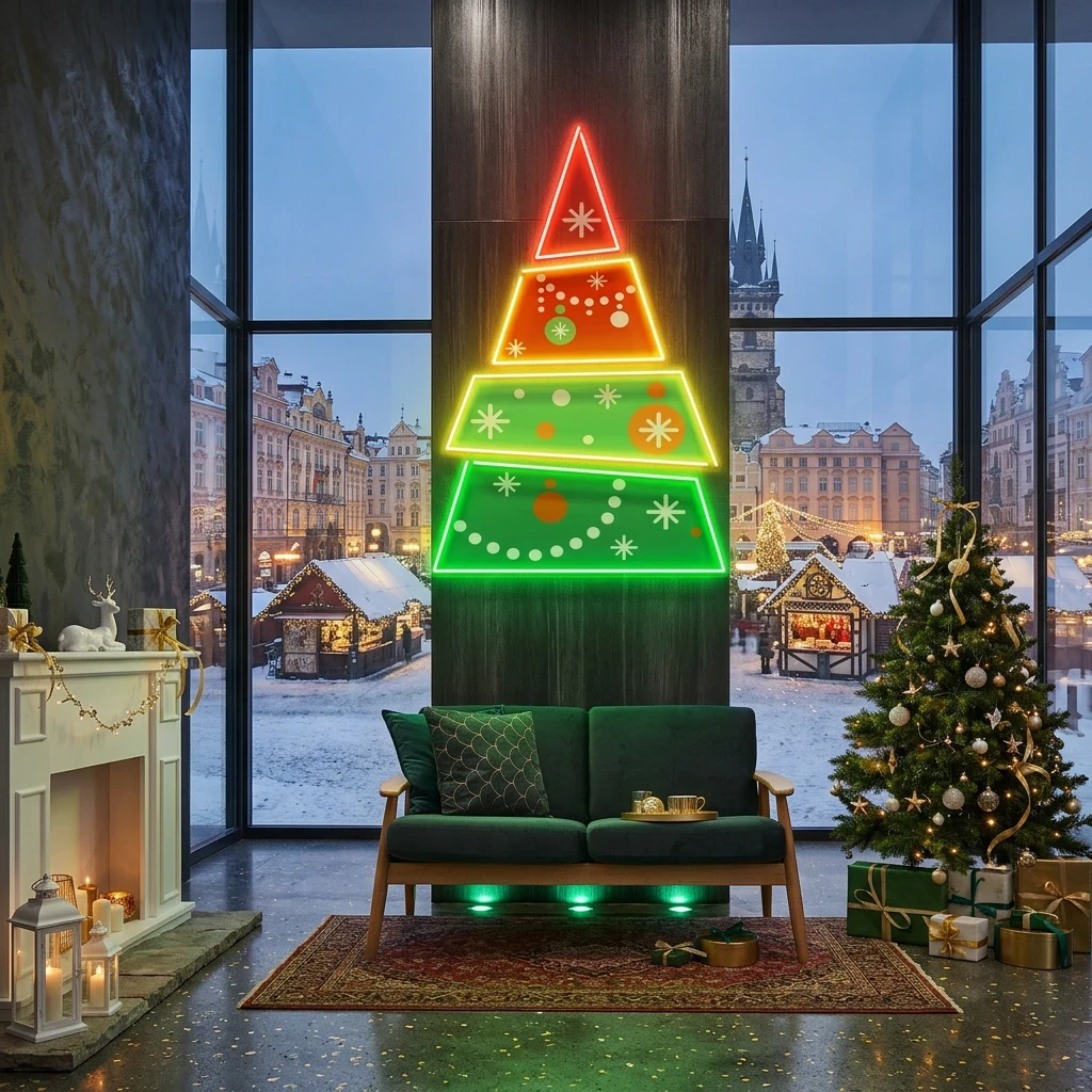 Christmas Tree Pyramid Led Neon Sign Light