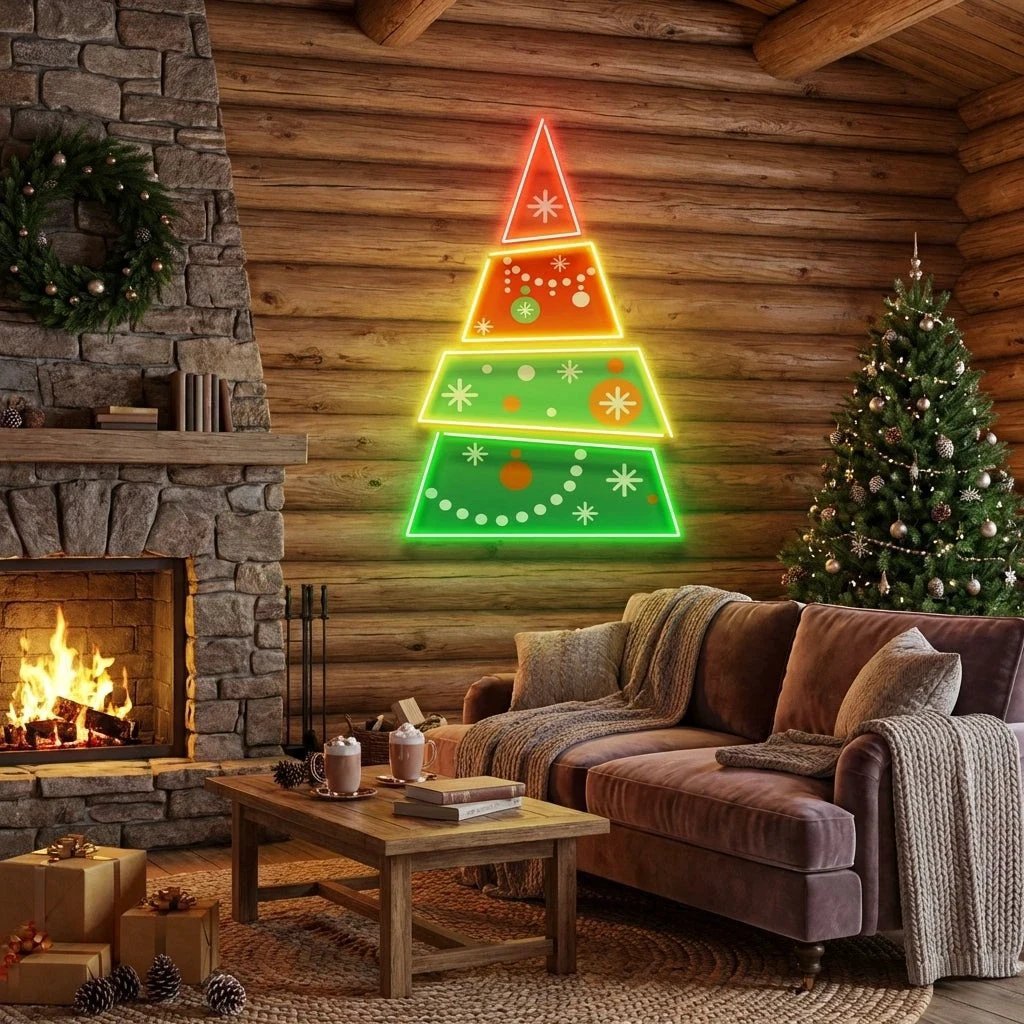 Christmas Tree Pyramid Led Neon Sign Light