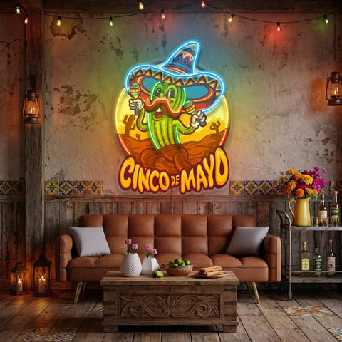 Cinco De Mayo Cactus LED Neon Sign Light Pop Art
