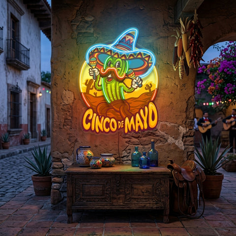 Cinco De Mayo Cactus LED Neon Sign Light Pop Art