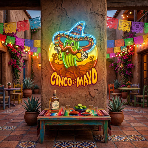 Cinco De Mayo Cactus LED Neon Sign Light Pop Art