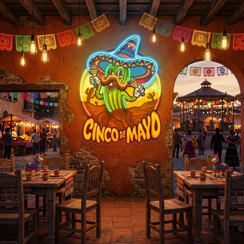 Cinco De Mayo Cactus LED Neon Sign Light Pop Art