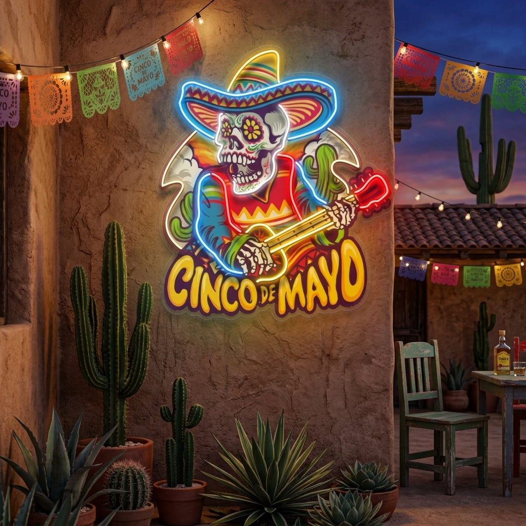Cinco De Mayo Skull LED Neon Sign Light Pop Art