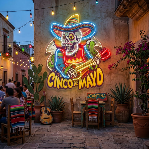 Cinco De Mayo Skull LED Neon Sign Light Pop Art