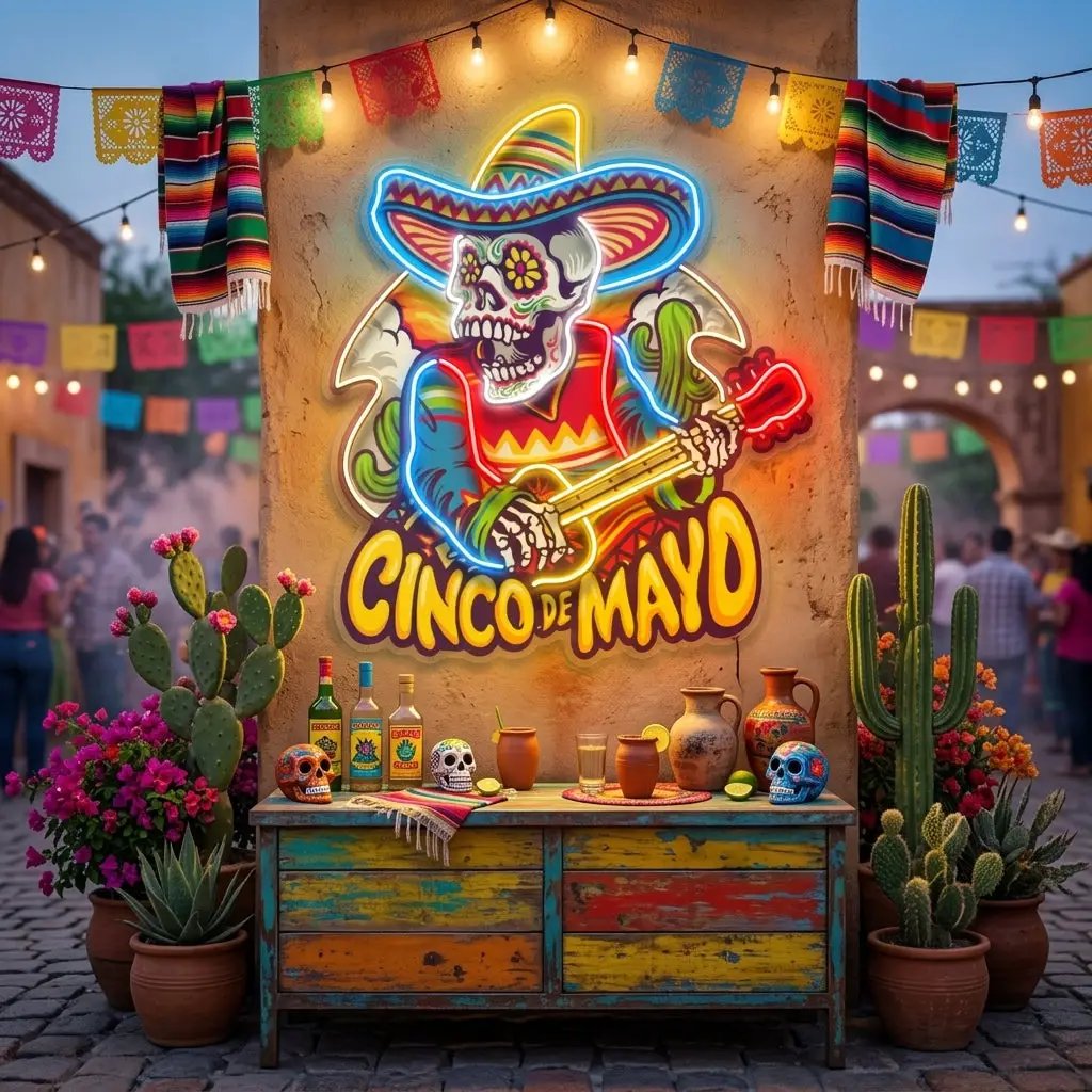 Cinco De Mayo Skull LED Neon Sign Light Pop Art