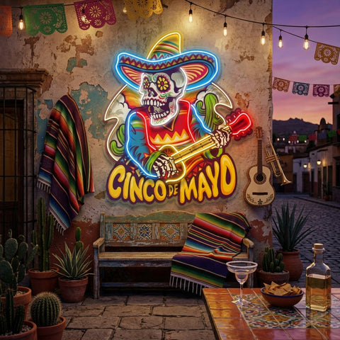 Cinco De Mayo Skull LED Neon Sign Light Pop Art