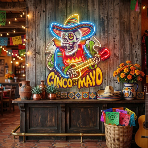 Cinco De Mayo Skull LED Neon Sign Light Pop Art