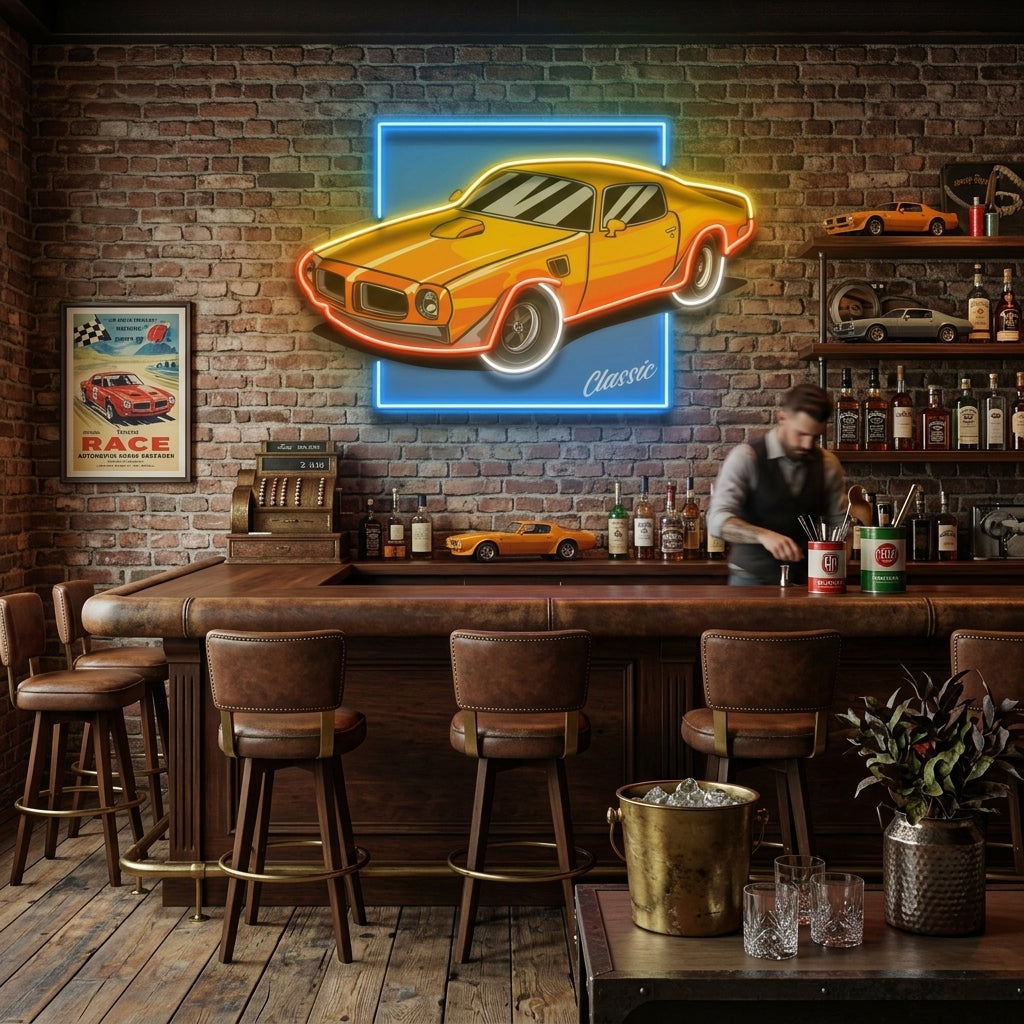 Classic Yellow Car LED Neon Sign Light Pop Art