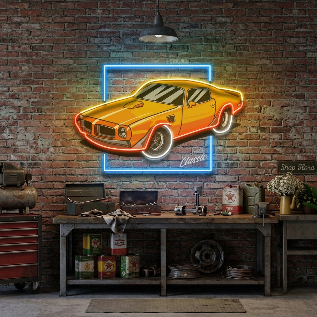 Classic Yellow Car LED Neon Sign Light Pop Art