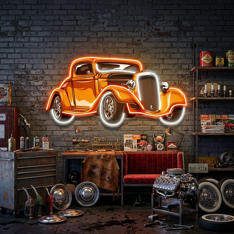 Classic Car On Colid Color LED Neon Sign Light Pop Art