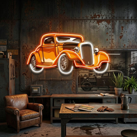 Classic Car On Colid Color LED Neon Sign Light Pop Art