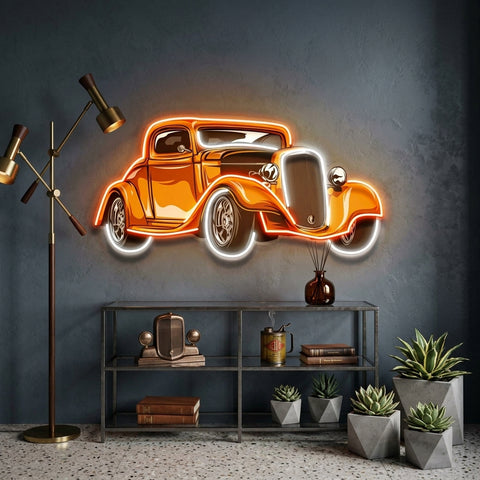 Classic Car On Colid Color LED Neon Sign Light Pop Art