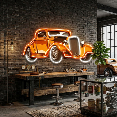 Classic Car On Colid Color LED Neon Sign Light Pop Art