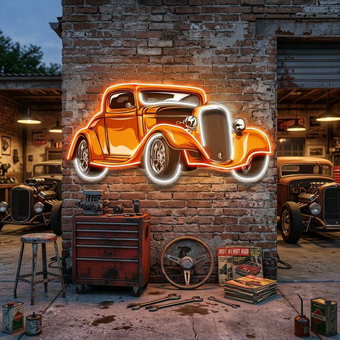 Classic Car On Colid Color LED Neon Sign Light Pop Art