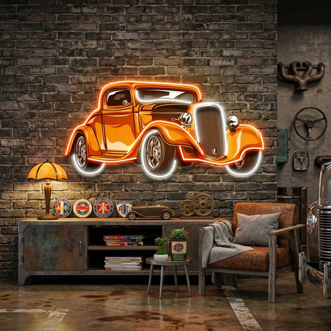 Classic Car On Colid Color LED Neon Sign Light Pop Art