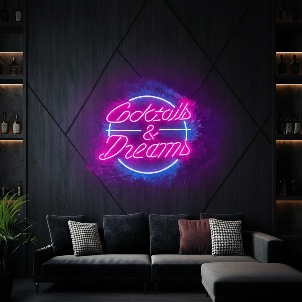 Cocktails And Dreams Neon Sign Bar Decor Neon Sign - VN03 - Customneonstudio