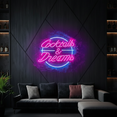 Cocktails And Dreams Neon Sign Bar Decor Neon Sign