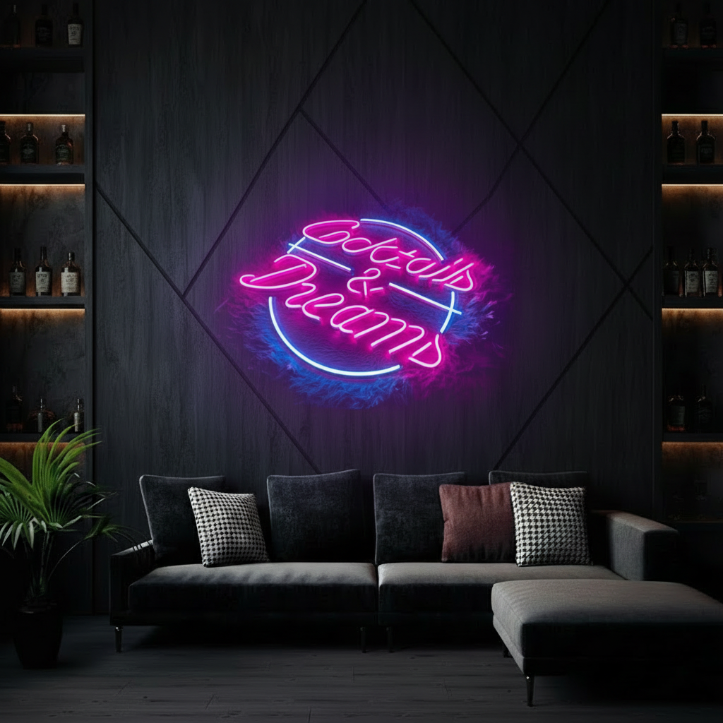 Cocktails And Dreams Neon Sign Bar Decor Neon Sign - VN03 - Customneonstudio