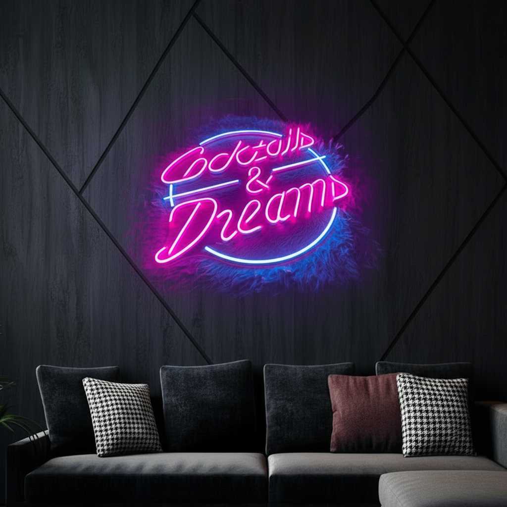 Cocktails And Dreams Neon Sign Bar Decor Neon Sign - VN03 - Customneonstudio