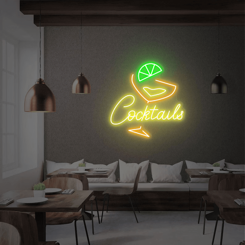 Cocktails Neon Sign Bar Neon Sign Wall Art - VN03 - Customneonstudio