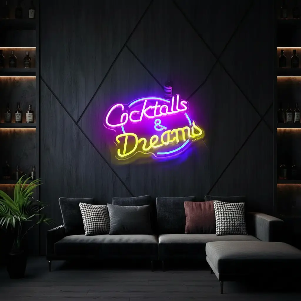 Cocktails & Dreams Neon Sign Bar Led Neon Sign