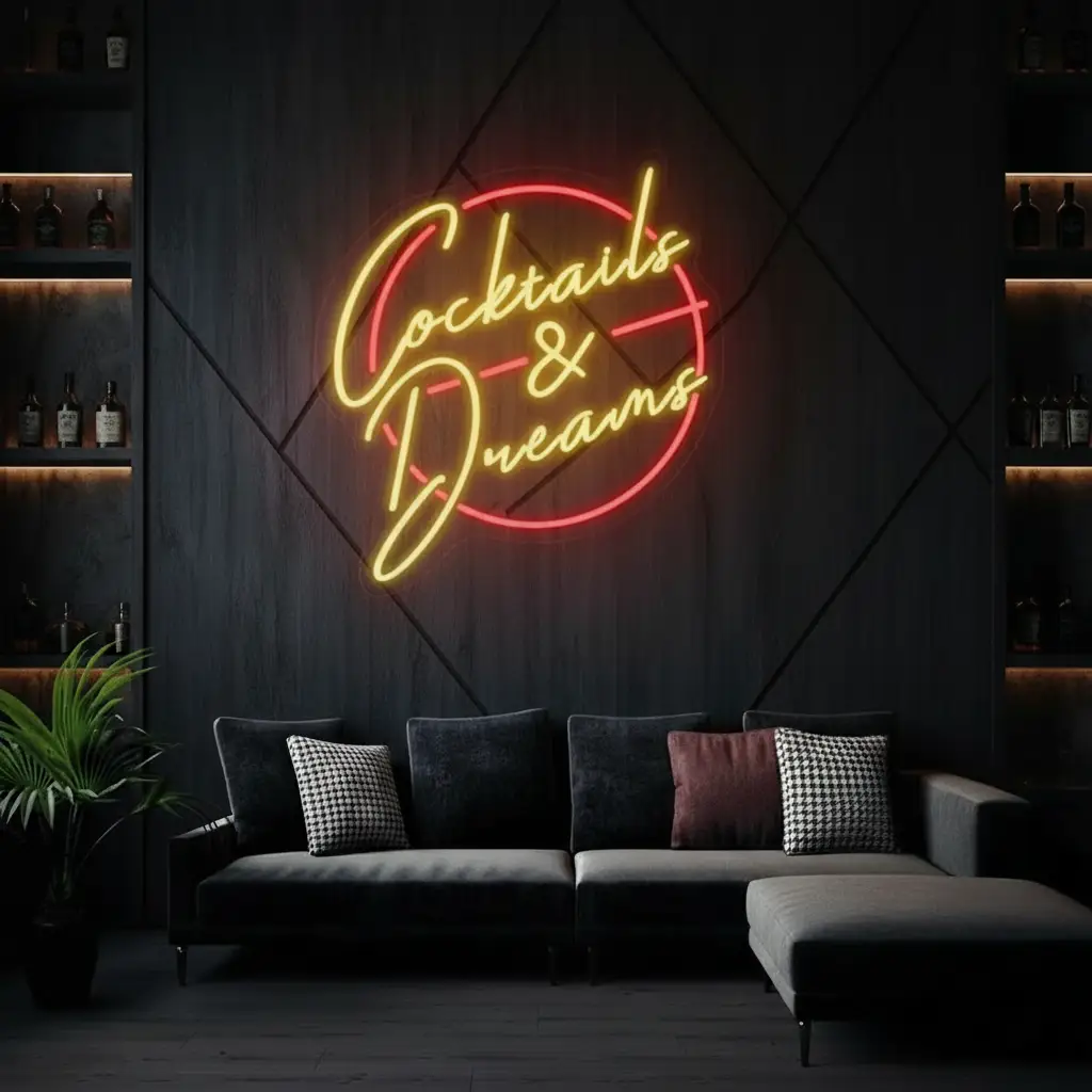 Cocktails and Dreams Neon Sign Bar Wall Decor Sign