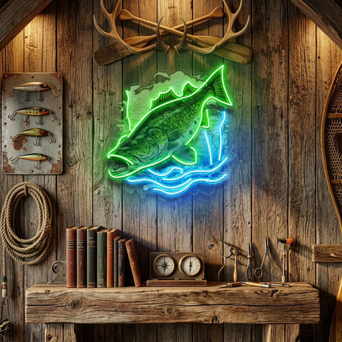 Cold Fishing Frame LED Neon Sign Light Pop Art