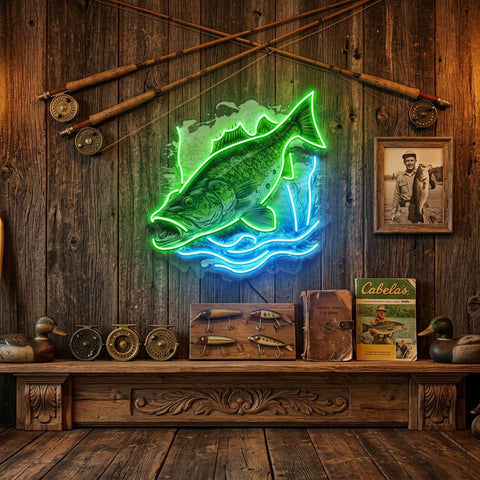Cold Fishing Frame LED Neon Sign Light Pop Art