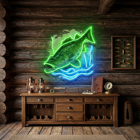 Cold Fishing Frame LED Neon Sign Light Pop Art