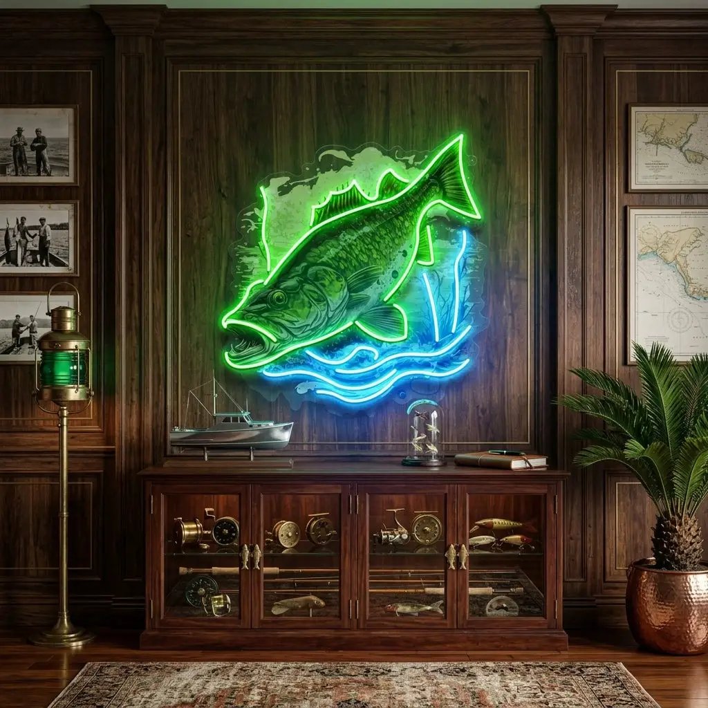 Cold Fishing Frame LED Neon Sign Light Pop Art
