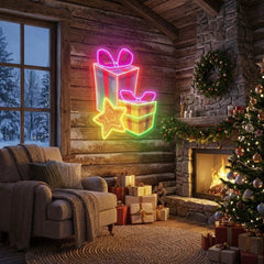 Colorful Christmas Gifts Art work Led Neon Sign Light