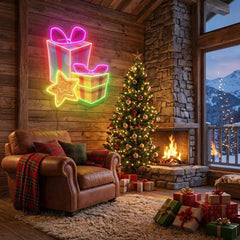 Colorful Christmas Gifts Art work Led Neon Sign Light