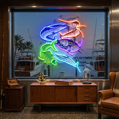 Colorful Fishing LED Neon Sign Light Pop Art