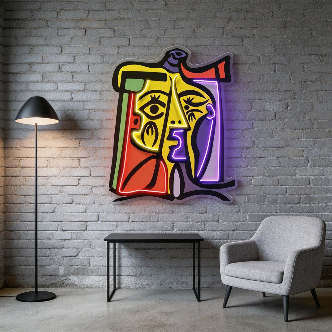 Colorful Girl Painting Abstract Art LED Neon Sign Light