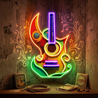 Colorful Guitar In Abstract Art LED Neon Sign Light Pop Art