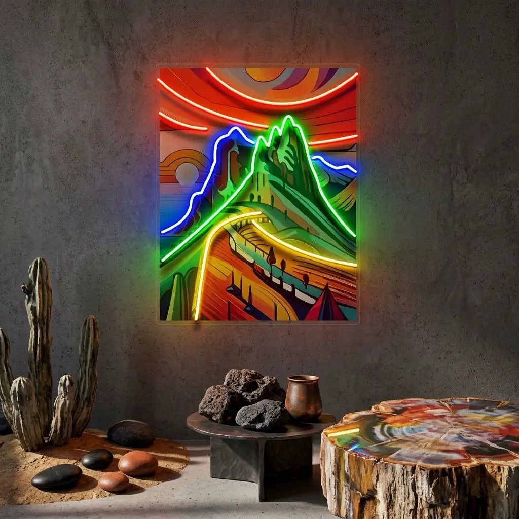 Colorful Mountainscape Abstract Art LED Neon Sign Light Pop Art
