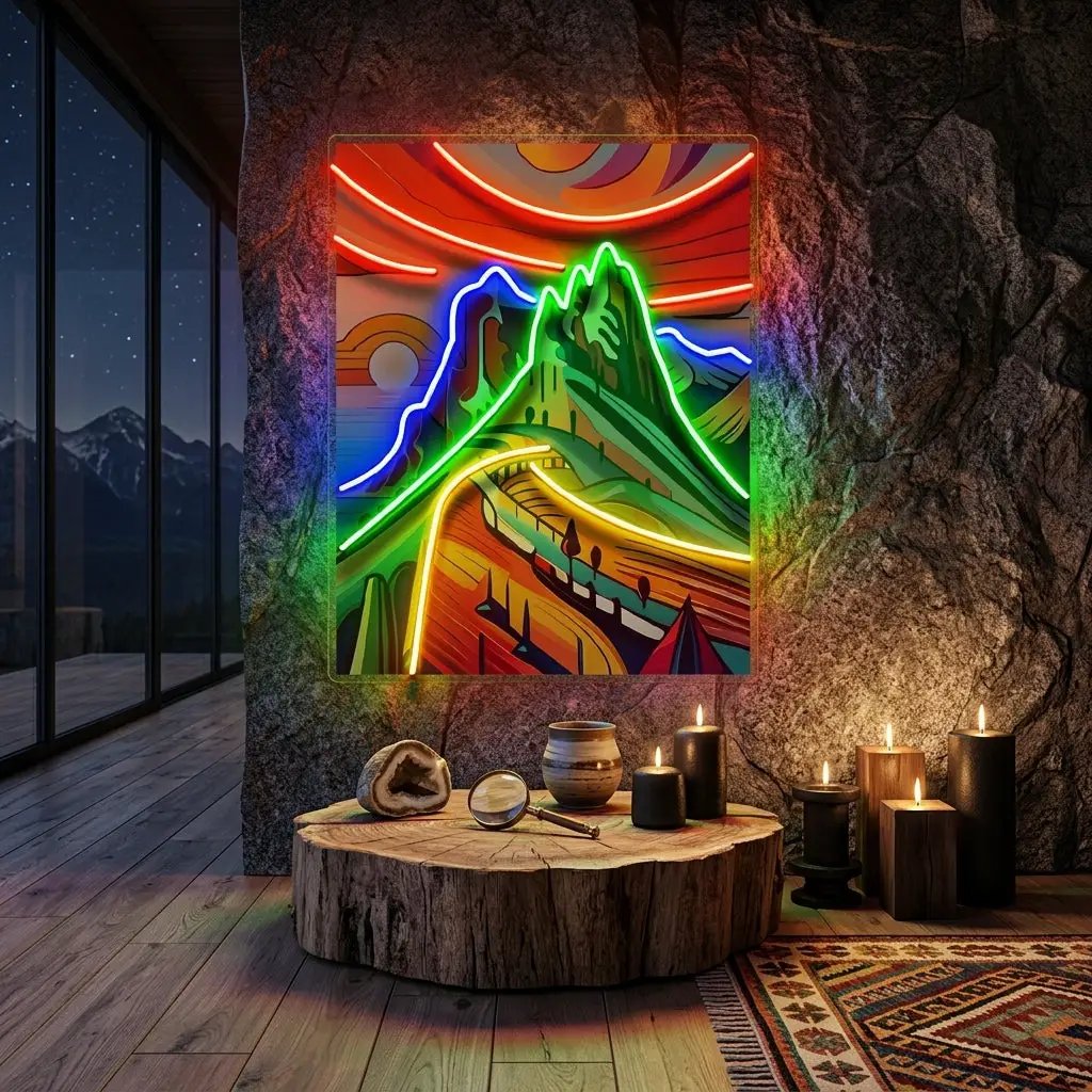 Colorful Mountainscape Abstract Art LED Neon Sign Light Pop Art