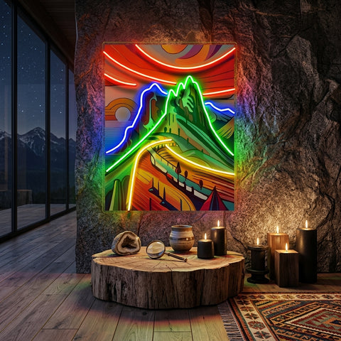 Colorful Mountainscape Abstract Art LED Neon Sign Light Pop Art