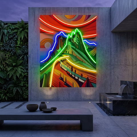 Colorful Mountainscape Abstract Art LED Neon Sign Light Pop Art