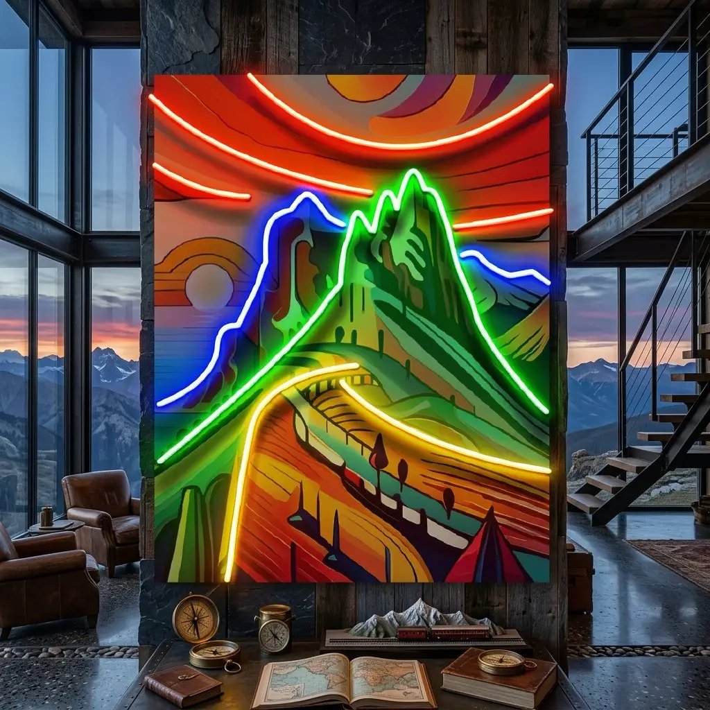 Colorful Mountainscape Abstract Art LED Neon Sign Light Pop Art