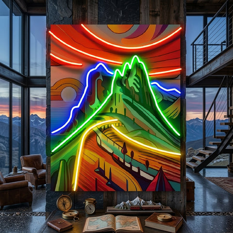 Colorful Mountainscape Abstract Art LED Neon Sign Light Pop Art
